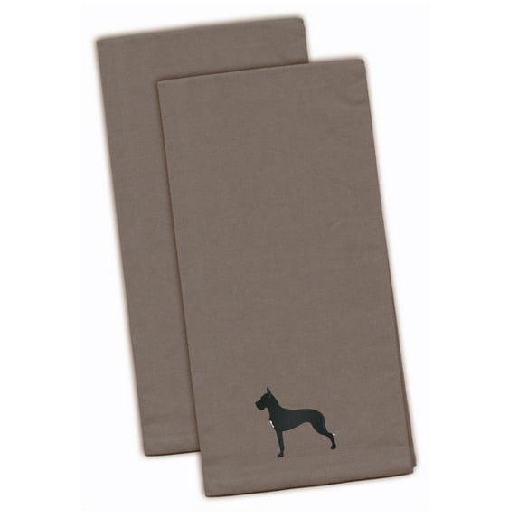 Great Dane Gray Embroidered Towel Set of 2