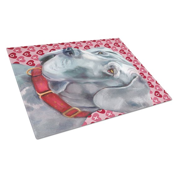 Great Dane Hearts Love and Valentines Day Glass Cutting Board Large