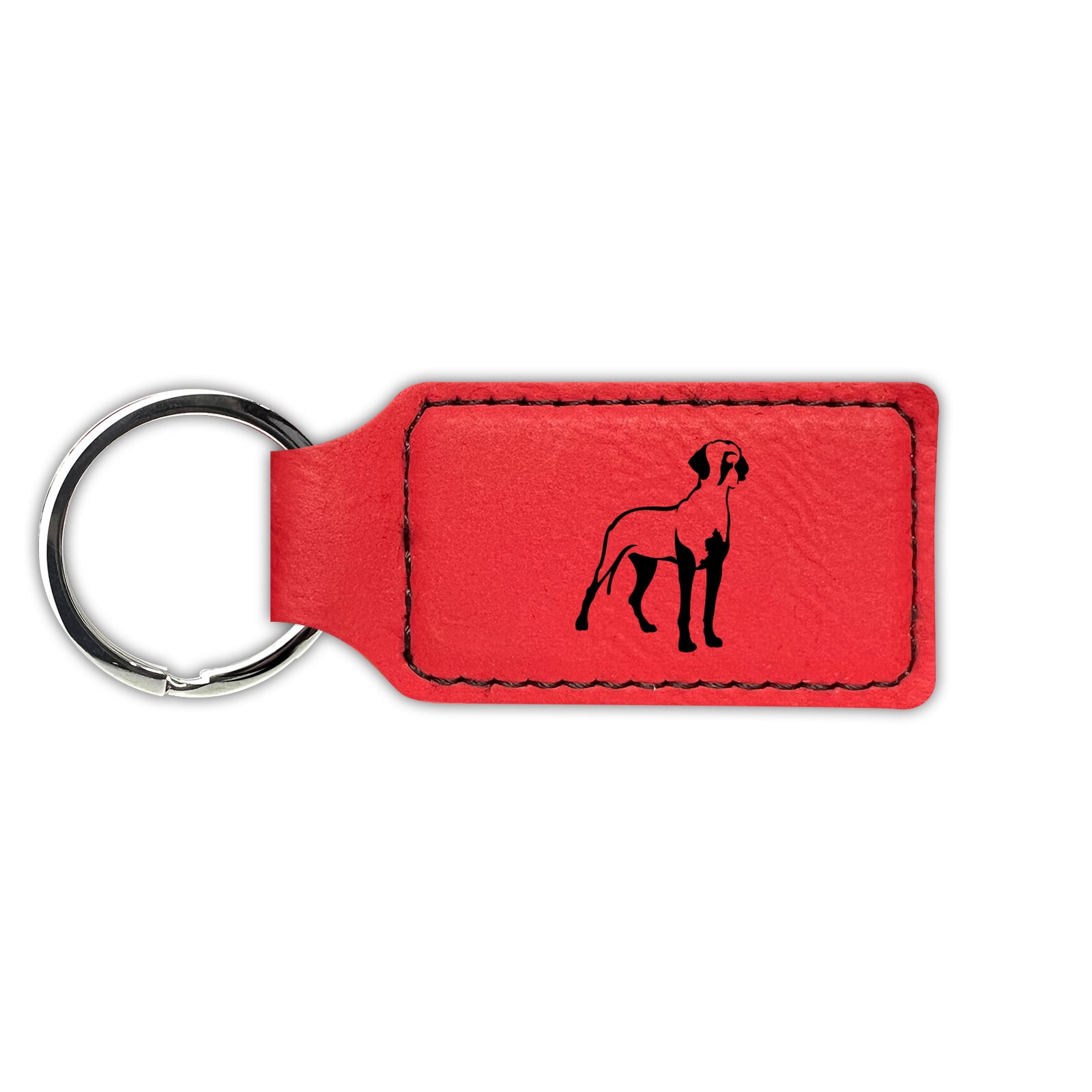 Great Dane Keychain Leatherette Rectangle - Laser Engraved - Many ...