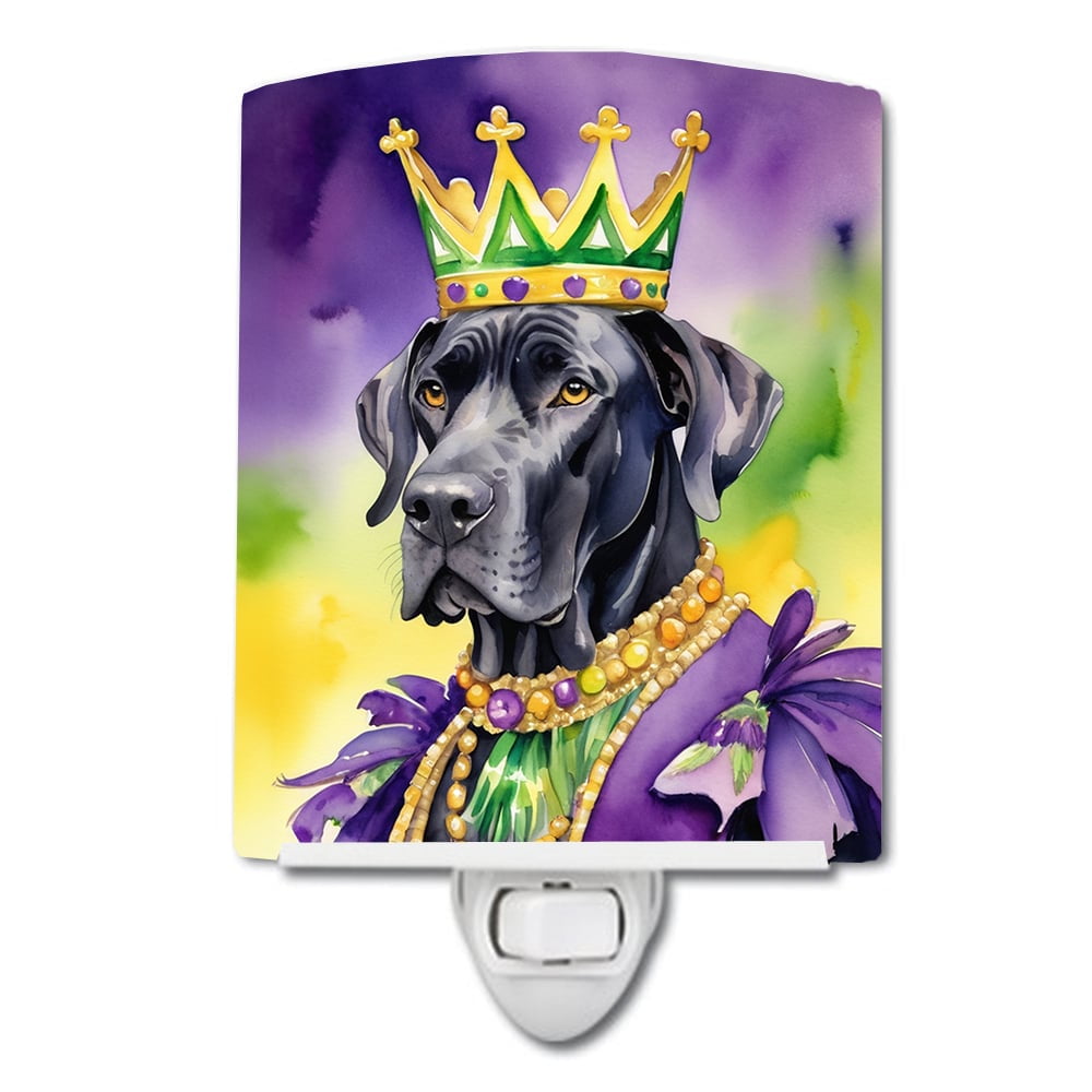 Great Dane King of Mardi Gras Ceramic Night Light 4 in x 6 in