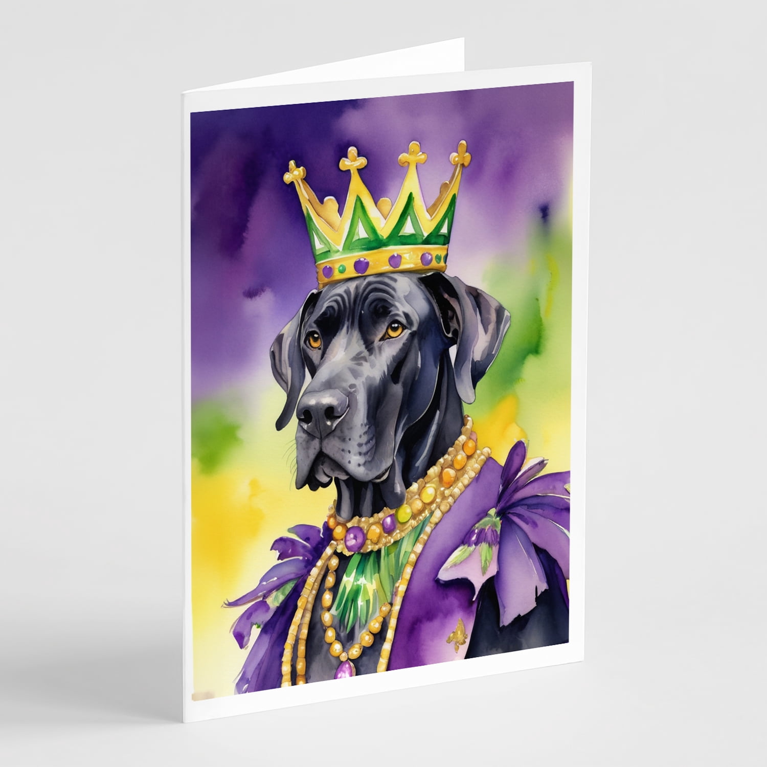 Great Dane King of Mardi Gras Greeting Cards Pack of 8 7 in x 5 in