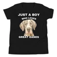 thumbnail image 1 of Great Dane Loving Boy Youth Dog Owner Pet Large Breed Fun Unisex T-Shirt up to size 5XL, 1 of 2