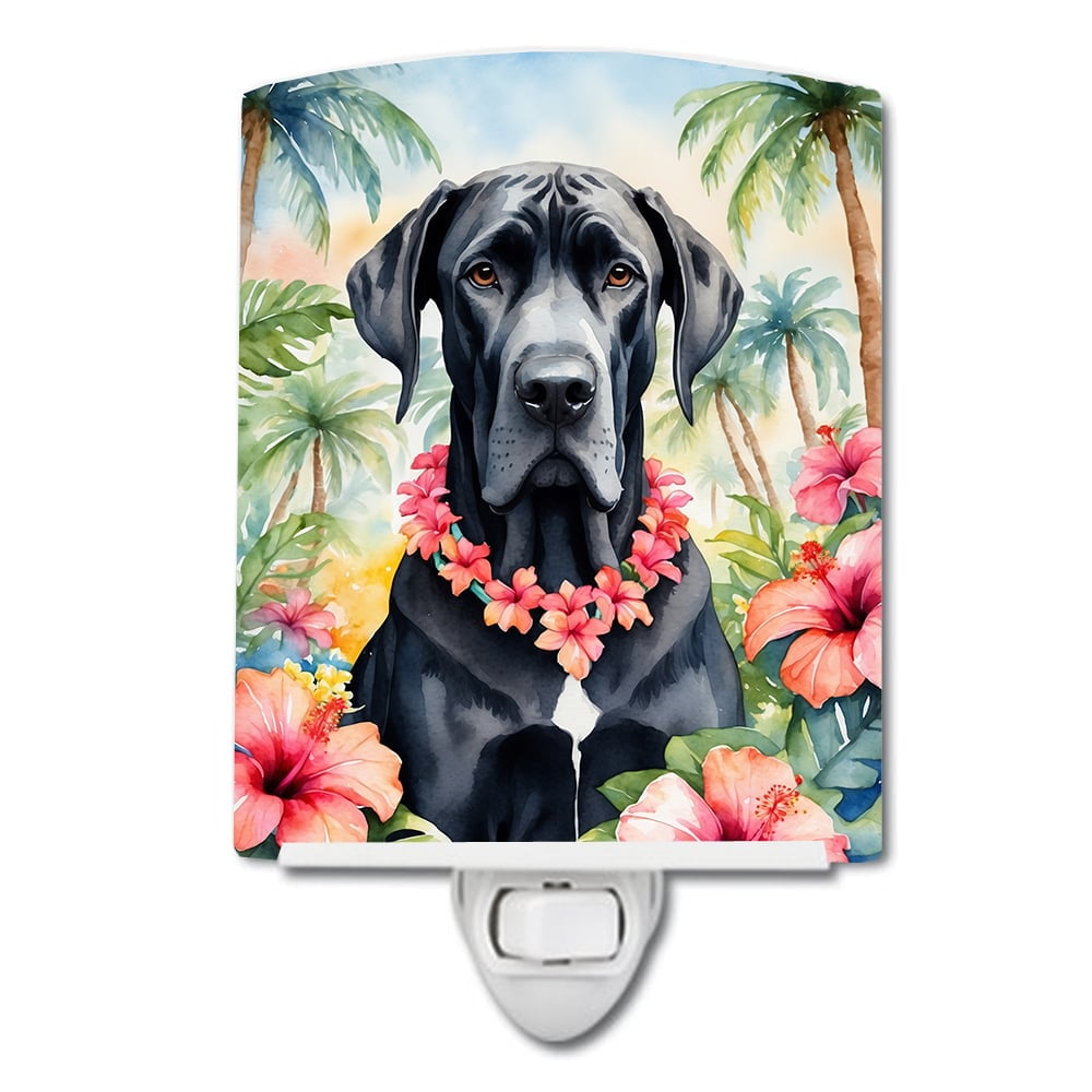 Great Dane Luau Ceramic Night Light 4 in x 6 in