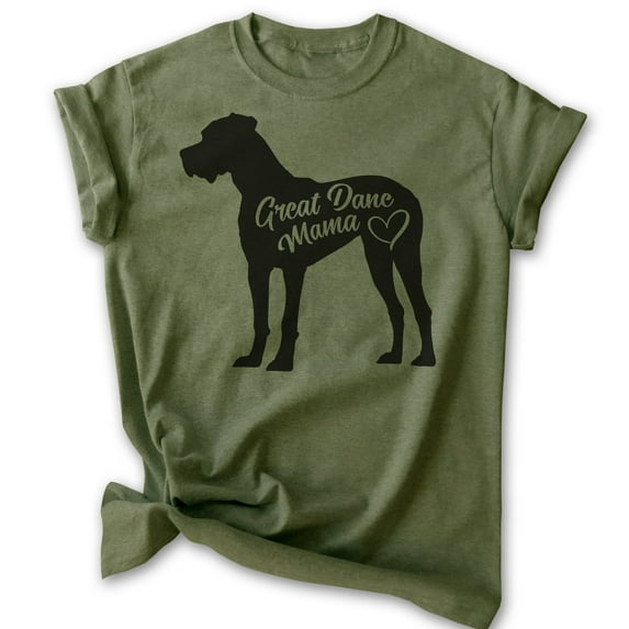 Great Dane Mama T-shirt, Unisex Women's Shirt, Great Dane Owner, Best Dog Mama Gift, Heather Military Green, 3X-Large