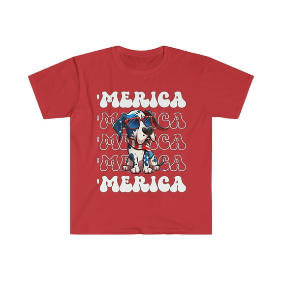 Great Dane 'Merica Patriotic T-Shirt Cute Great Dane 4th of July Top