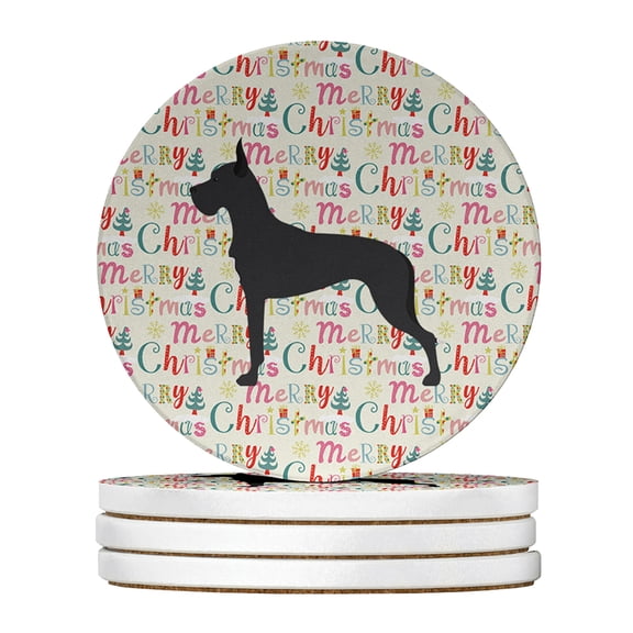Great Dane Merry Christmas Large Sandstone Coasters Pack of 4 4 in x 4 in