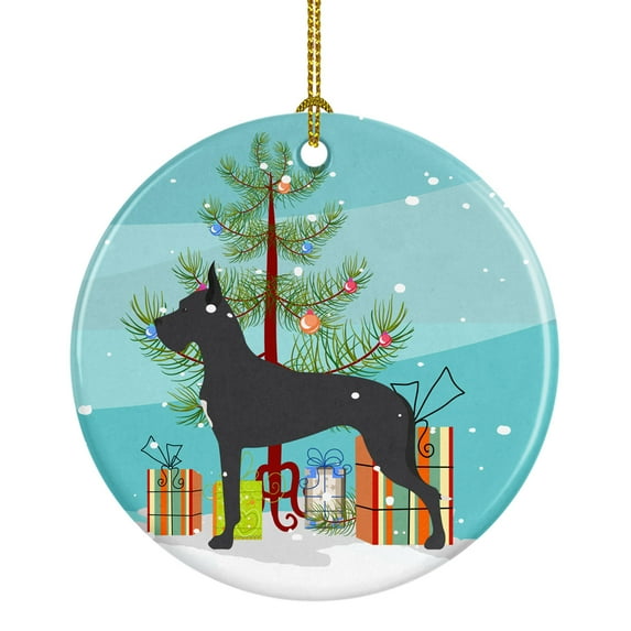 Great Dane Merry Christmas Tree Ceramic Ornament