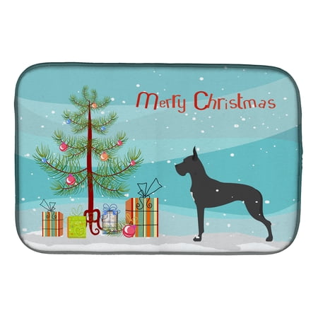 Great Dane Merry Christmas Tree Dish Drying Mat