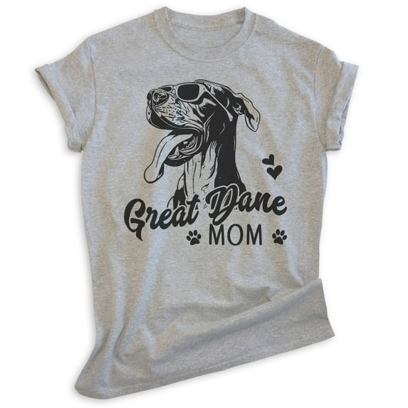 Great Dane Mom T-shirt, Unisex Women's Shirt, Great Dane Owner, Best Dog Mom Gift, Heather Gray, Small
