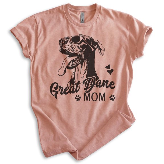 Great Dane Mom T-shirt, Unisex Women's Shirt, Great Dane Owner, Best Dog Mom Gift, Heather Sunset, Large