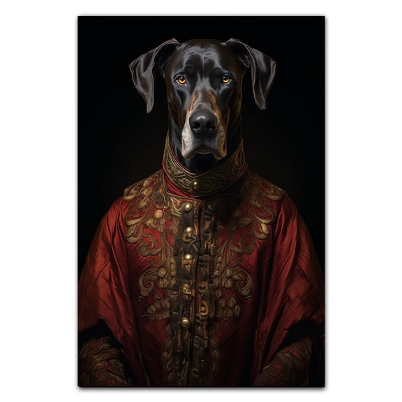 Great Dane Pets Portrait Painting of Dog Renaissance Style on Canvas Royal Pet Portrait from Photo, Wall Art Print for Home Decor, Modern Wall Decoration