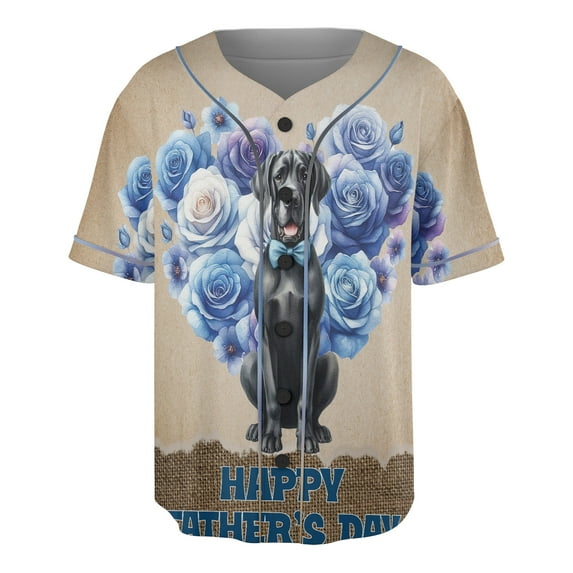 Great Dane Proud Dad Happy Father's Day All Over Print 3D Baseball Shirt Danes Dog Lover Gifts Softball Sport - 02008