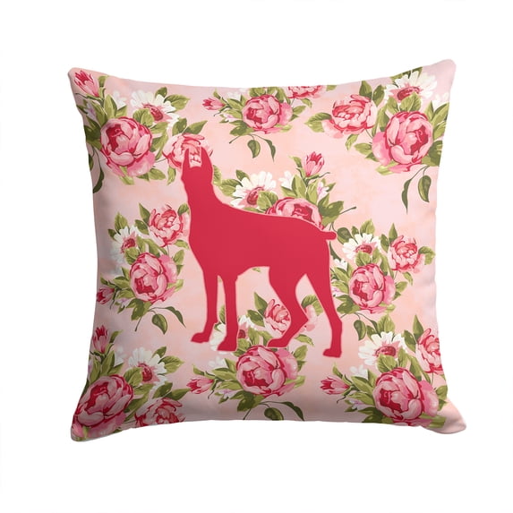 Great Dane Shabby Chic Pink Roses Fabric Decorative Pillow