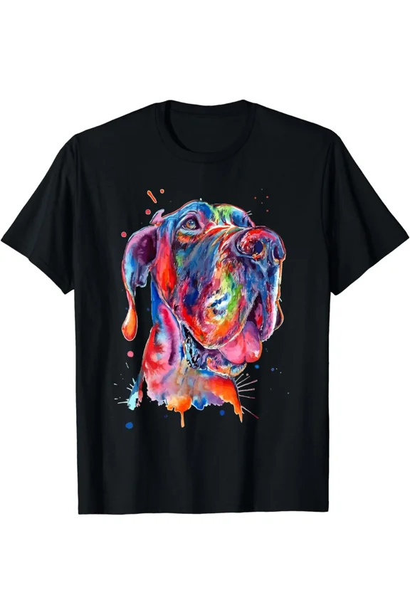 Great Dane Splash Art Giant Breed Dog Lover Canine Pet Design Unisex T-Shirt, up to size 5XL
