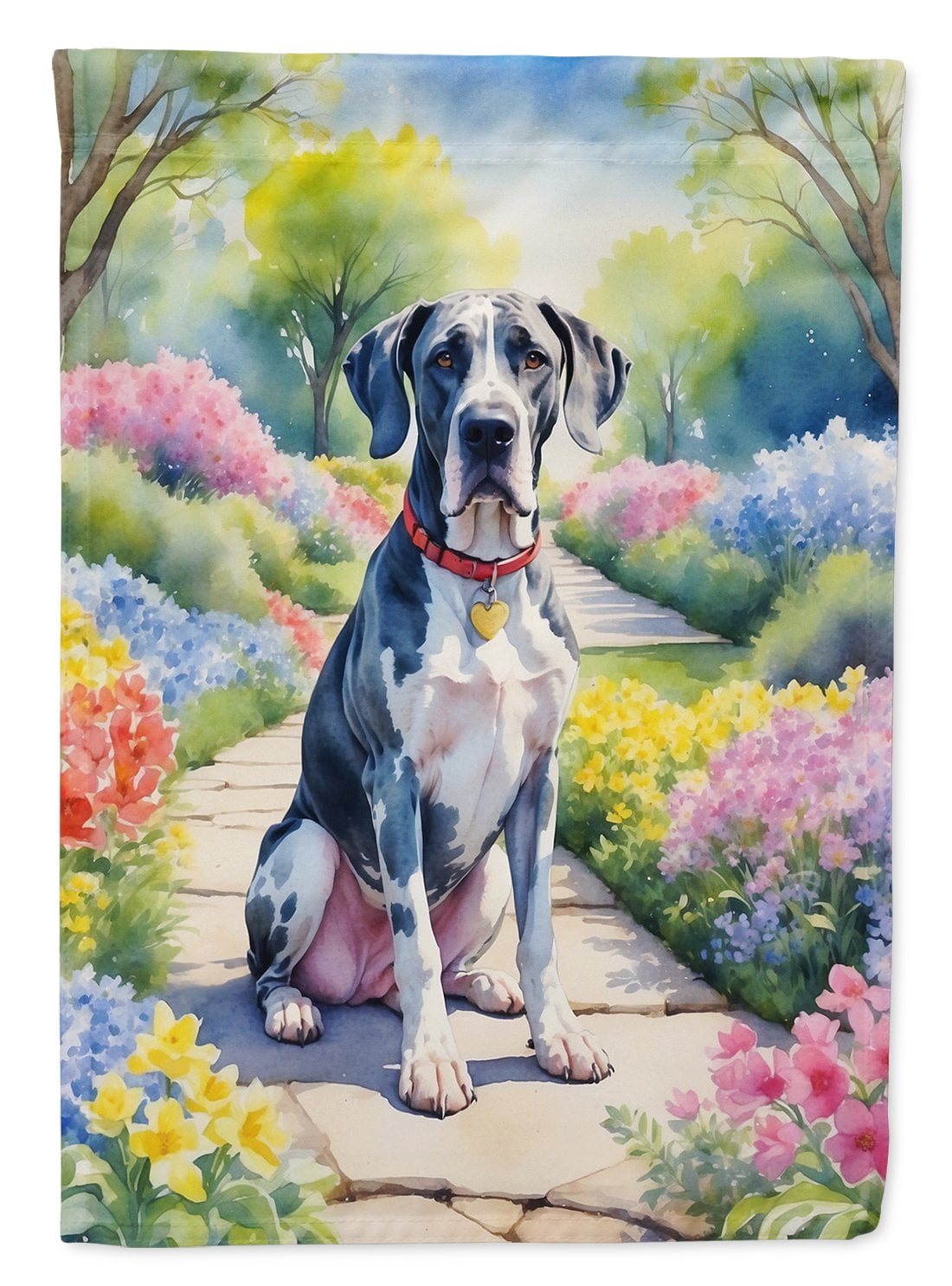 Great Dane Spring Path House Flag 28 in x 40 in