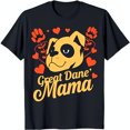 thumbnail image 1 of Great Dane T-Shirt Black Tee with Yellow Great Dane Head Graphic Red Hearts, 1 of 5
