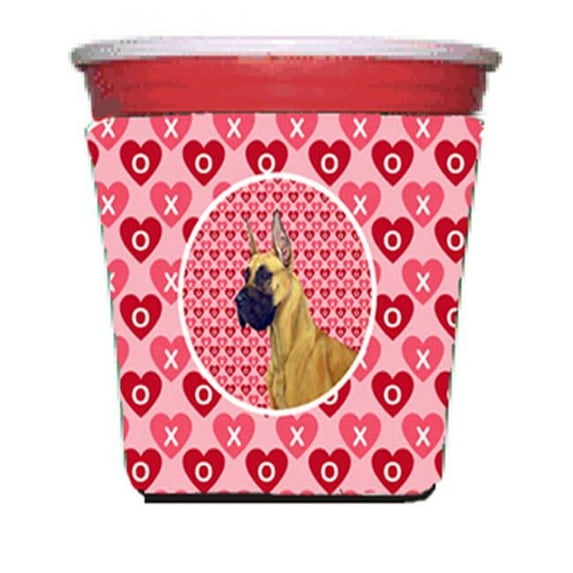 Great Dane Valentines Love And Hearts Red Solo Cup Hugger - 16 To 22 oz.