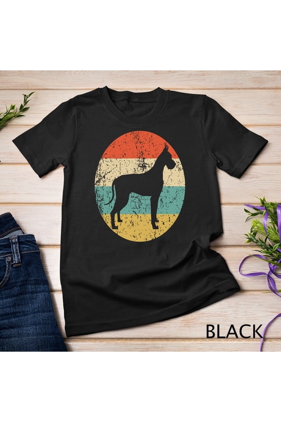 Great Dane Vintage Retro Geometric Silhouette Giant Dog Breeds Portrait T-Shirt