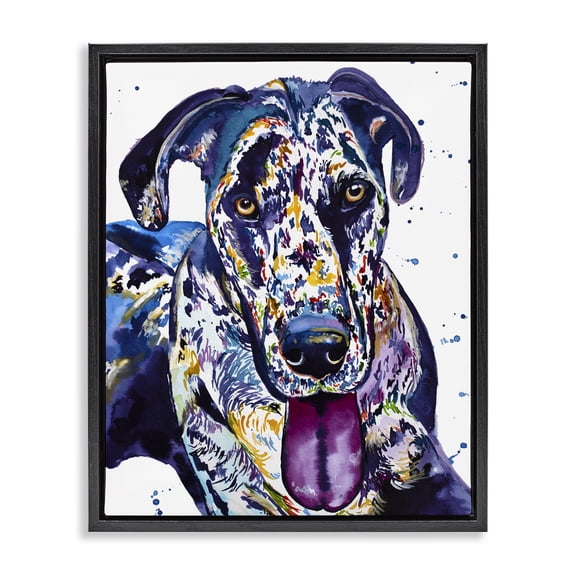 Stupell Industries Great Dane Whimsical Hues Black Framed Floater Canvas Wall Art, design by Jennifer Seeley, 31 x 25