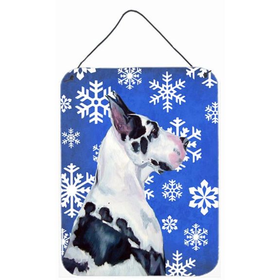 Great Dane Winter Snowflakes Holiday Aluminium Metal Wall Or Door Hanging Prints