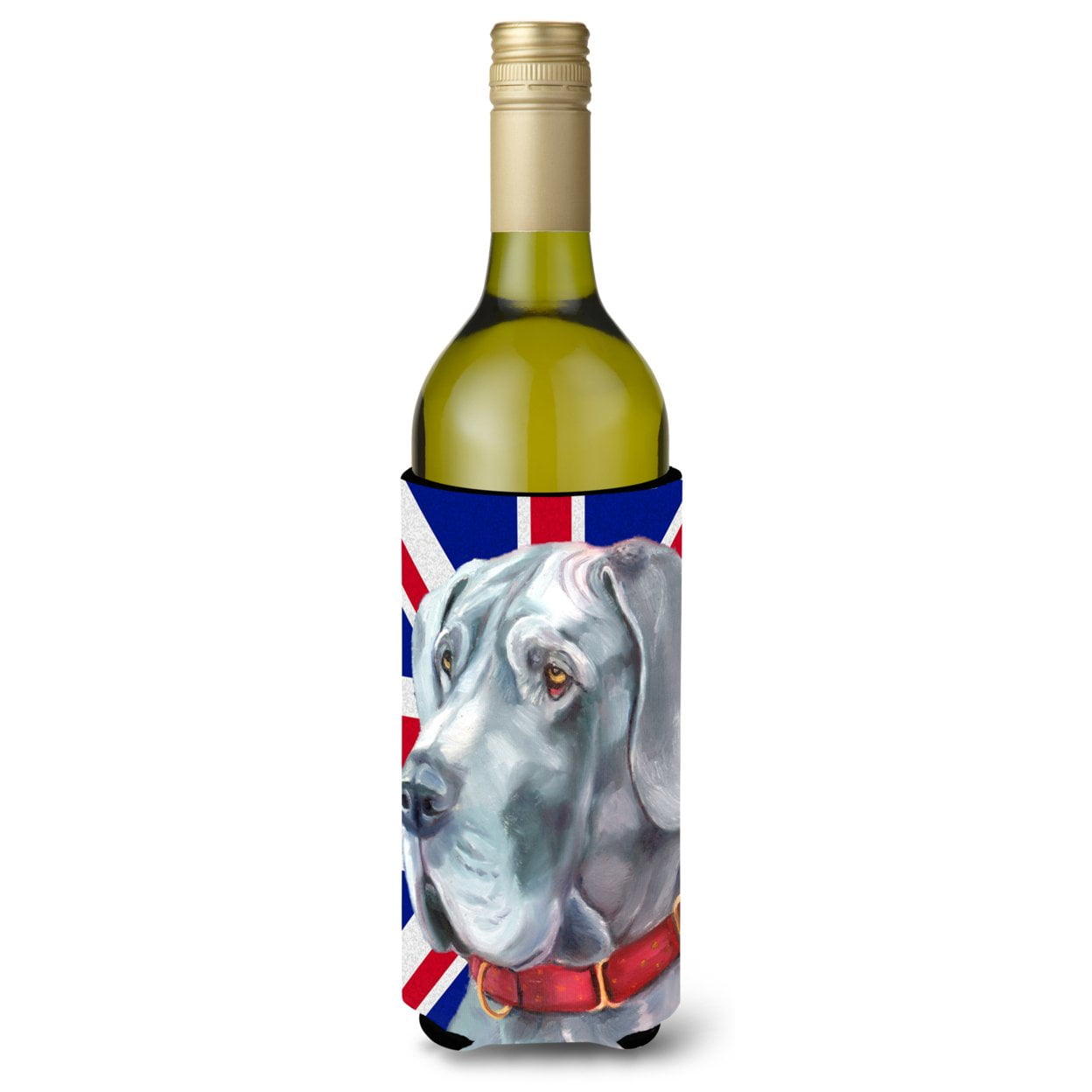 Great Dane with English Union Jack British Flag Wine Bottle Hugger