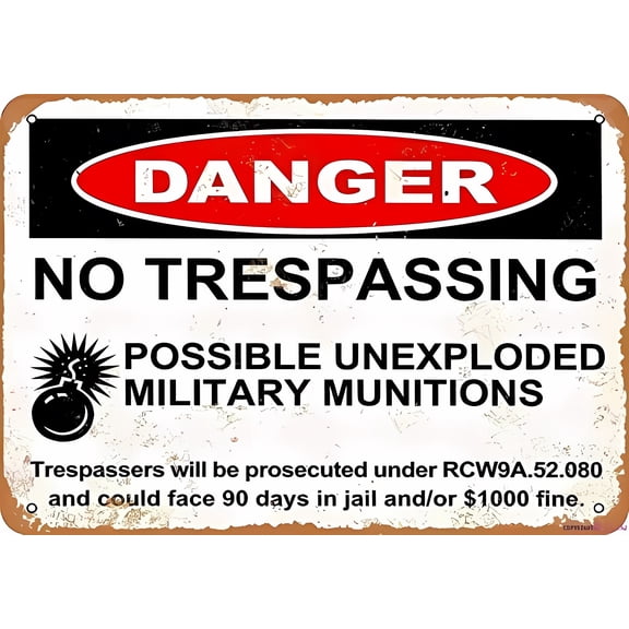 Great Danger Unexploded Military Munitions Sign - 12×8 Inches, Retro Metal Aluminum Wall Plaque, Exterior Home Cave Garage Bar Country Club Decor