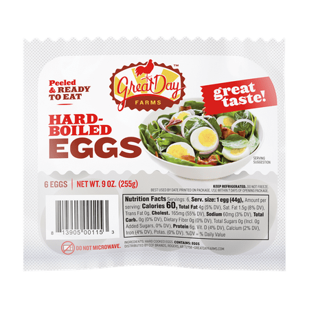 Great Day Farms Hard-Boiled Eggs, 9 oz, 6 Count