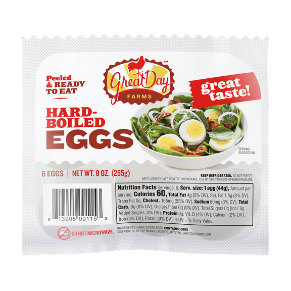 Great Day Farms Hard-Boiled Eggs, 9 oz, 6 Count
