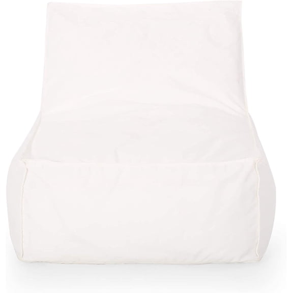 Great Deal Furniture Tulum Outdoor Contemporary Water Resistant Fabric Bean Bag Chair, White, Large