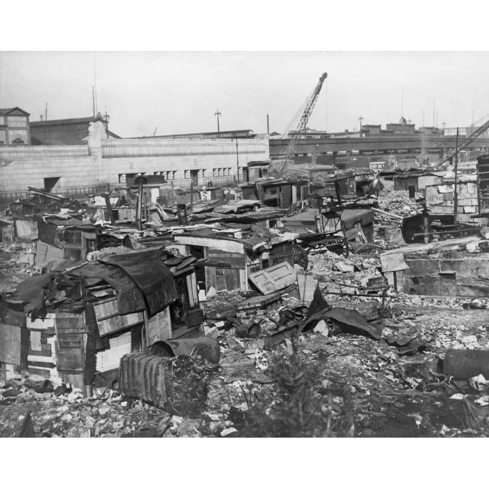Great Depression Hooverville In Lower Manhattan. 1932. History (24 x 18), image size:1000x1000