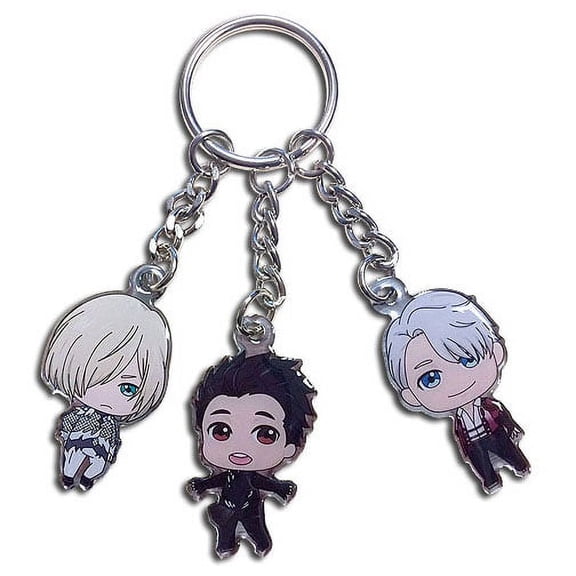 Great Eastern Entertainment Yuri!! On Ice SD Yuri, Victor, & Yurio Group Metal Keychain