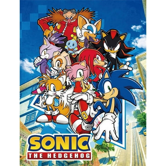 Great Eastern GE-57717 Sonic The Hedgehog Big Group Sublimation Throw Blanket, 46" x 60", Brown