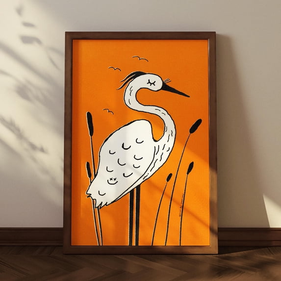 Great Egret Art Print By Jonas Loose Japanese Inspired Bird In Rushes ...