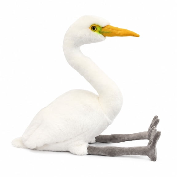 Great Egret Plush Toy, White Realistic Bird Stuffed Animal, 19.69 in Tall Long-Neck Egret Plush for Animal Lovers, Gifts and Display