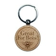thumbnail image 1 of Great For Bees Flower Seed Packet Label Round Keychain Charm Tag - Engraved Wood, 1 of 6