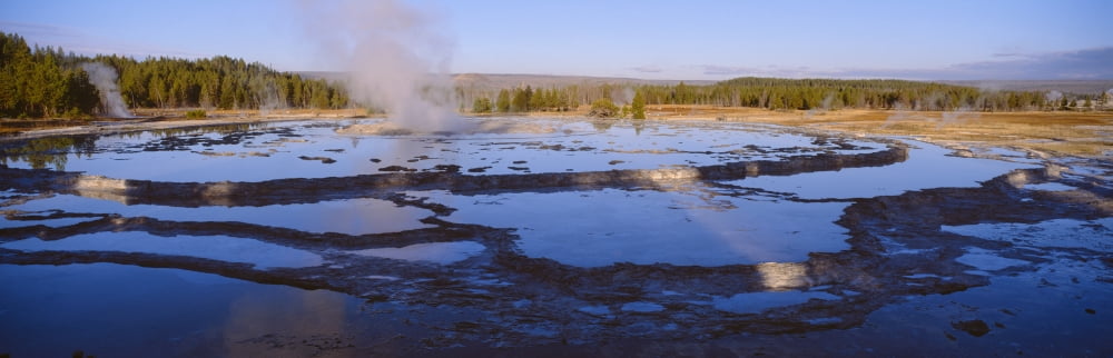 Great Fountain Geyser in the Lower Geyser Basin in Yellowstone National Park Wyoming Canvas Art - Panoramic Images (36 x 12)