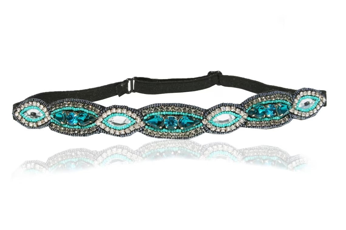 Great Gatsby Headband Blue with Diamonds Gatsby Flapper  display picture 1