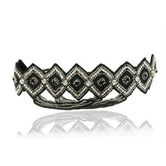 Great Gatsby Rhinestone Headband Art Deco 1920's and Look Sheet on All the Different Ways to Wear Including the Inspired Great Gatsby 20's Looks