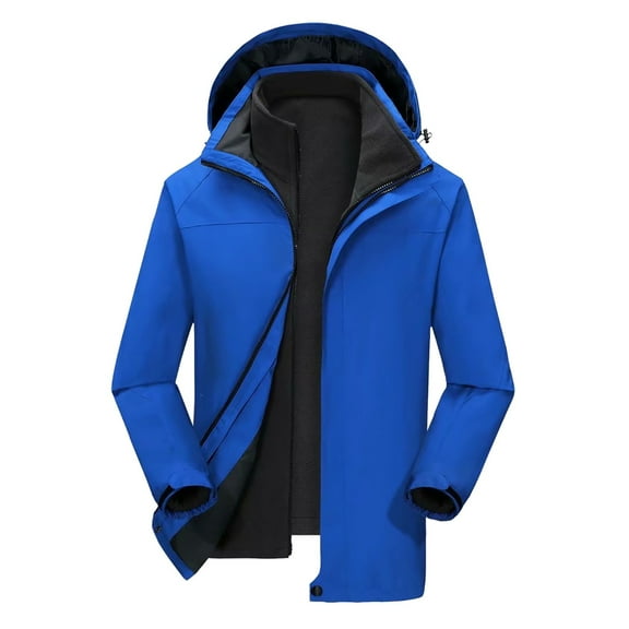 Great Gifts for Less Mountain Ski Jacket Waterproof Fleece Liner Snow Coat Warm Winter Windproof Hooded Raincoat Women And Men's Three In Detachable Outdoor Mountaineering Suit And Ski Suit Blue M