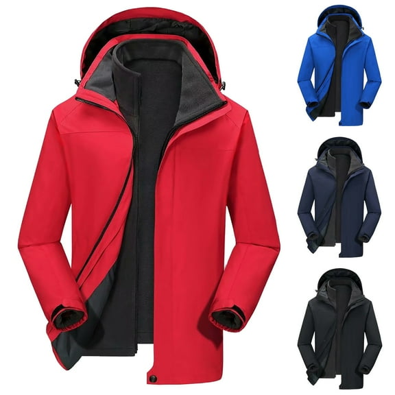 Great Gifts for Less Mountain Ski Jacket Waterproof Fleece Liner Snow Coat Warm Winter Windproof Hooded Raincoat Women And Men's Three In Detachable Outdoor Mountaineering Suit And Ski Suit Red S
