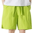 thumbnail image 1 of Great Gifts for Less Ndbuld Men's Athletic Shorts Comfortable Cotton Workout Shorts Elastic Waist Running Shorts Cool Ice Silk Thin Shorts for Men's Summer Casual Solid Color Sports Capris,Green,M, 1 of 3