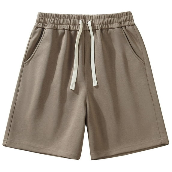 Great Gifts for Less Ndbuld Men's Athletic Shorts Comfortable Cotton Workout Shorts Elastic Waist Running Shorts Men's Solid Color Loose Casual Sports Capris Shorts Half Shorts Pants,Khaki,3XL