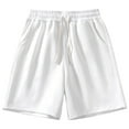 thumbnail image 1 of Great Gifts for Less Ndbuld Men's Athletic Shorts Comfortable Cotton Workout Shorts Elastic Waist Running Shorts Men's Solid Color Loose Casual Sports Capris Shorts Half Shorts Pants,White,XL, 1 of 8