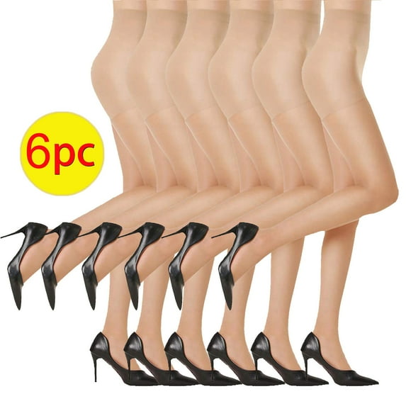 Great Gifts for Less Ofreoo Women's Solid Color High Elasticity Stockings With Bottom Slip Silk Pantyhose And Stockings- 6 Pairs Women's Sheer Tights Socks for Girls