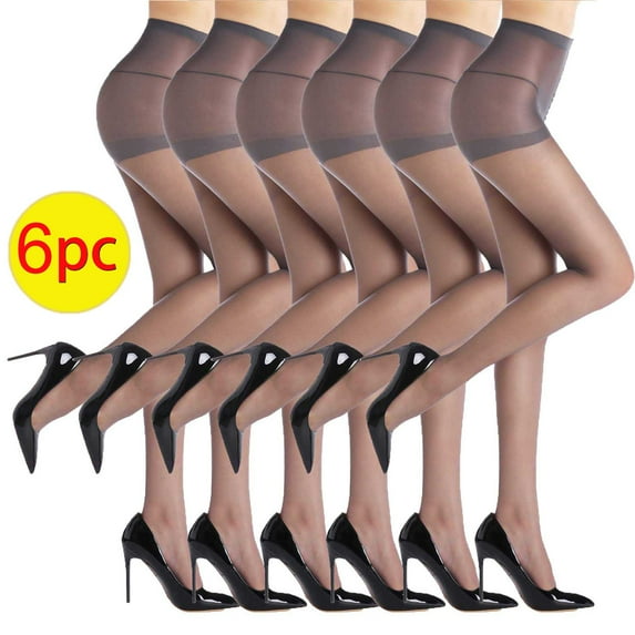 Great Gifts for Less Ofreoo Women's Solid Color High Elasticity Stockings With Bottom Slip Silk Pantyhose And Stockings- 6 Pairs Women's Sheer Tights Socks for Girls