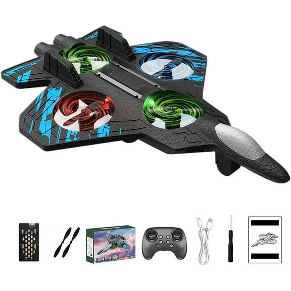 Great Gifts Skyriders Rc Jet,Rc Stunt Fighter Jet Toy with 360° Flips & LED Lights, Christmas Remote Control Helicopter,Stunt Roll,Foam Remote Control Airplanes RC Planes