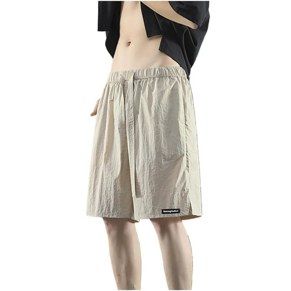 Great Gifts for Less Ndbuld Men's Athletic Short Summer Men's Ice Silk Quick Drying Shorts Men's Summer Casual Sports Capris,Khaki,2XL
