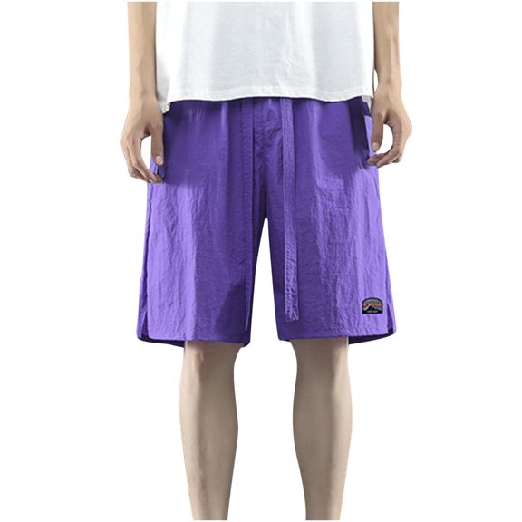 Great Gifts for Less Ndbuld Men's Athletic Short Summer Men's Ice Silk Quick Drying Shorts Men's Summer Casual Sports Capris,Purple,2XL