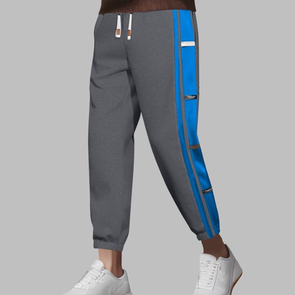 Great Gifts for Less Ofreoo Pants for Men Casual Loose Elastic Waist Drawstring Nine-point Trousers with 2 Pockets