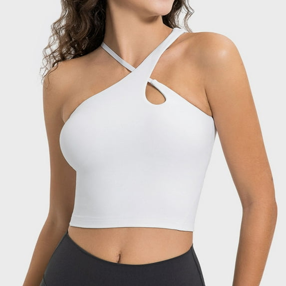 Great Gifts for Less Ofreoo Sports Bras for Women One Shoulder Sports Bras Workout Right Strap Yoga Underwear Cute Medium Support Crop Tops